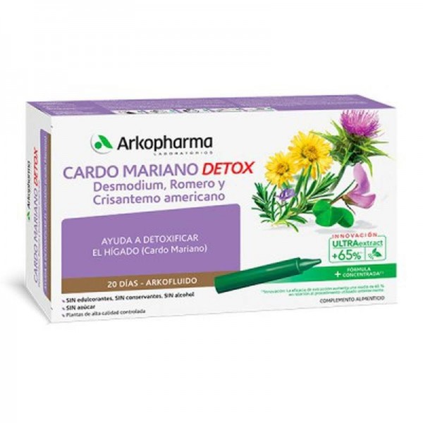 arkopharma arkofluido cardo mariano detox 20 ampollas