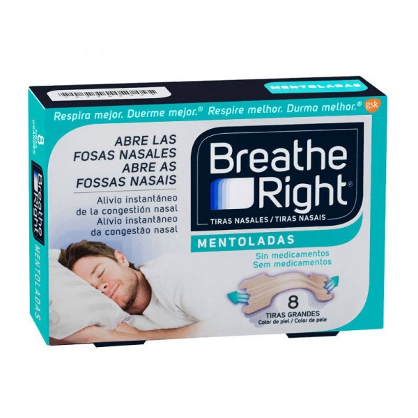breathe right mentoladas 8 tiras grandes