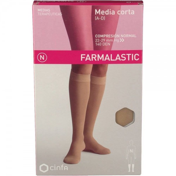farmalastic media corta a d compresion normal beige t mediana