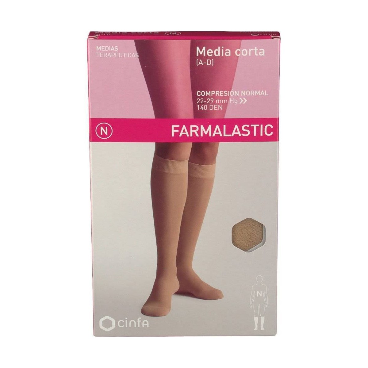 farmalastic media corta a d compresion normal beige t mediana
