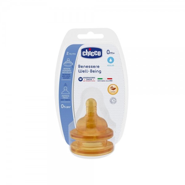chicco tetina boca ancha caucho 0m 2 unidades
