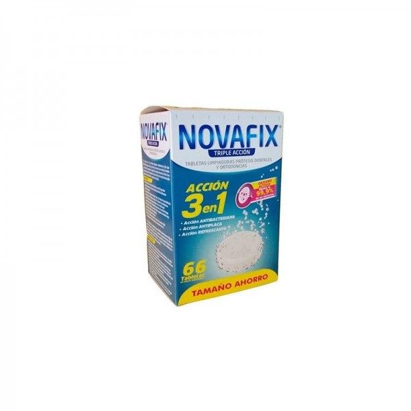 novafix triple accion tabletas limpiadoras 66 unidades