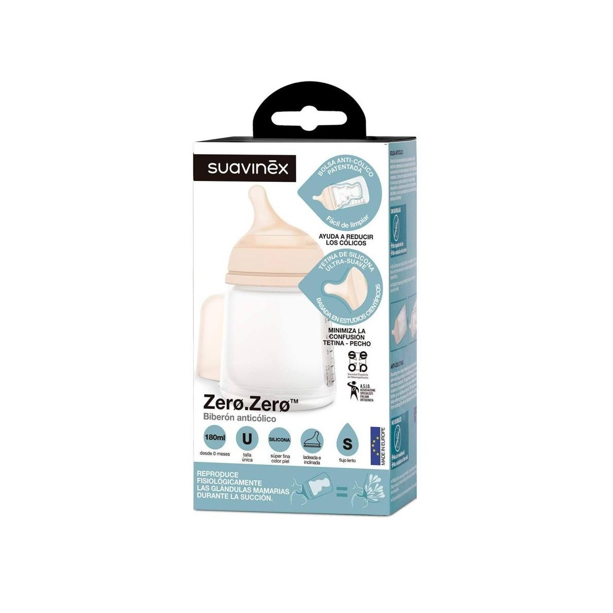 suavinex biberon zero anticolico flujo s 180 ml