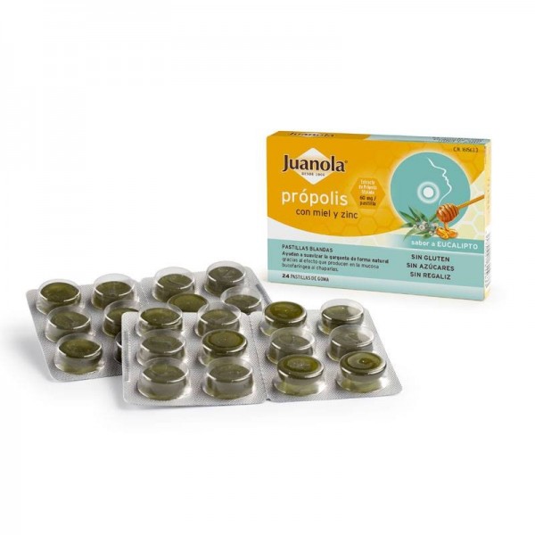juanola propolis miel y zinc eucalipto 24 pastillas