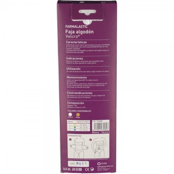 faja velcro farmalastic blanca t 3